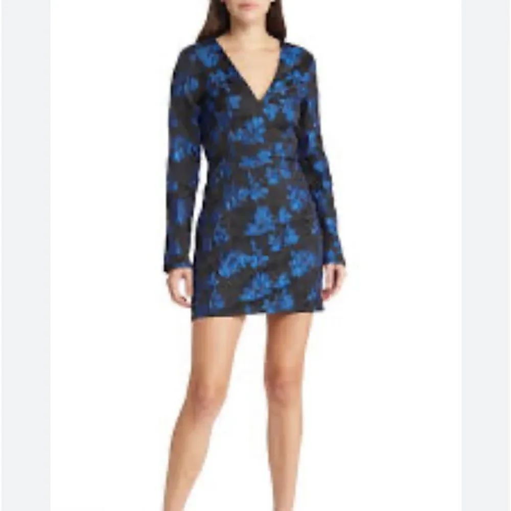Lulu’s Blue and Black brocade event dress size XL NWT